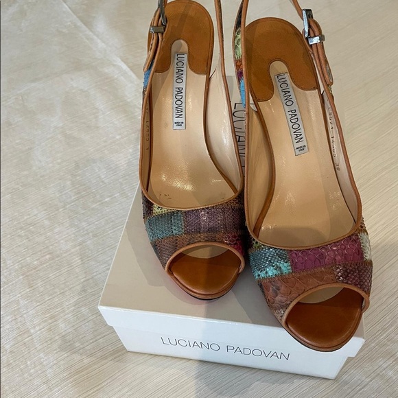 Luciano Padovan Multi Color Python Skin Open Toe - Picture 7 of 7